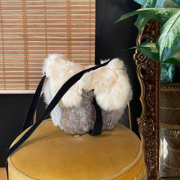 Vintage Handbags - Vintage Fur Purse Rabbit Leather